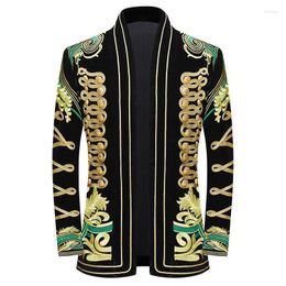 Men's Suits Luxury Gold Floral Embroidery Velvet Blazer Jacket Shawl Lapel Cardigan Tuxedo Blazers For Wedding Groom Dinner Party