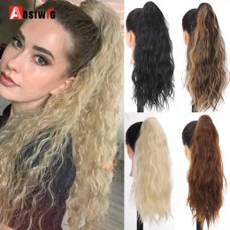 Ponytails Ponytails AOSIWIG Synthetic Corn Wave Long Curly Hair Claw Ponytail Lengthening Clip in Hair Tail Heat Resistant Wig for Women