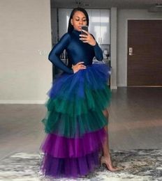 Skirts Multi Colour High Low Tulle Street Custom Made Long Tiered Tutu Skirt Women To Party Female Maxi Prom CandySkirts90651378626516