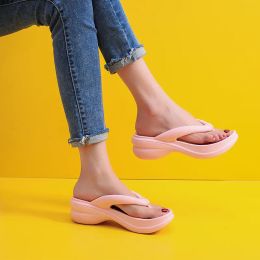 Slippers Drop Shipping Wedge Summer Flip Flops For Women 2023 Chunky Platfrom Clip Toe Sandals Shoes Woman Beach Casual Outdoor Slippers