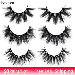 FOXESJI 98Pairslot 3D Mink Lashes Eyelashes Bulk Wholesale Natural long Lightweight Fluffy Cross Thick False Eyelash 240311