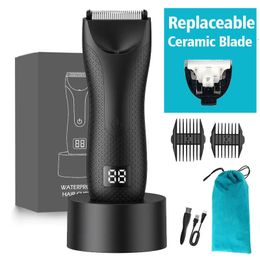 Safety Electric Shaver Pubic Professional Body Hair Trimmer for Men Balls Waterproof Grooming Clipper Groyne Led No Nicks 240305