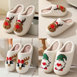 Winter Men's and Women's Slippers Soft and Warm Indoor Cotton Slippers Jascau Designer High Quality Fashion Cartoon Elk Flat Bottom Cotton Slippers GAI