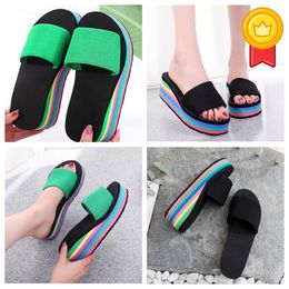 Slippers women's one-sided flip flops summer thick sole sandals outerwear casual beach GAI flip-flo platform colorful Gladiator thick rainbow