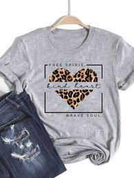 tee Basic Clothing Women Clothes Print T Shirt Leopard Love Heart Trend Cute Summer Top Fi Short Sleeve Graphic T-shirt spring summer