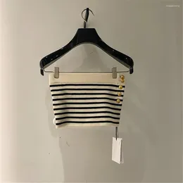 Women's Tanks 2024 Arrival Summer Knitted Slim Fit Stripe Strap Sexy Wrap Bra Outer Wear Tank Top Female