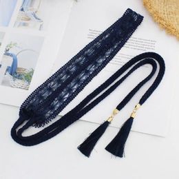 Belts Waist Chain Braided Elegant Lace Decorated Women's Dress Belt With Tassel End Solid Colour Cord Stylish For Any