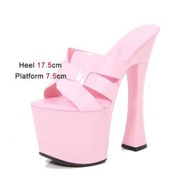 Dress Shoes Europe And America Slippers Summer New Party High Heels Fashion Round Toe Weave Sandals Nightclub 17.5CM Platform Women H2403215L0CBPA8