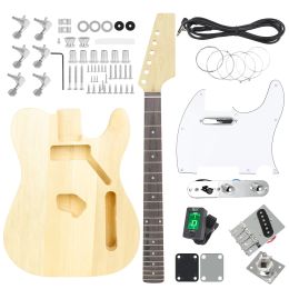 Guitar DIY Electric Guitar Kit LT 6 Strings 22 Frets Fingerboard Basswood Neck Body Electric Guitar Guitarra With Connecting Cable