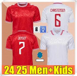 2024 Denmark Football Jersey Euro Cup New 2025 National Team 24 25 Soccer Shirt Men Kids Kit Full Set Home Red Away White Men UniformJENSEN CHRISTENSEN ERIKSEN DOLBERG