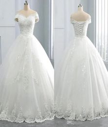 2021 Stunning VNeck Winter Lace Wedding Dresses Appliques Plus Size Off the Shoulder Ball Gown Custom Vestido de novia Formal Bri9073565