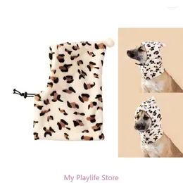 Dog Apparel Leopard Print Pullover Hat For Cats Dogs Warm Pet Ear Cover Cap Costume Quiet Noise Protective Headgear