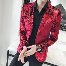 Mens Blazer Fashion Autumn Winter Clothing Male Suit Jacket Printing Casual Slim Fit Fancy Party Singer Blazzer Coat S-5XL 240309