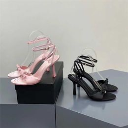New French Satin High Heeled Sandals For Women Summer Sandal Niche And End Style With Slim Heels Exposed Toe 240228