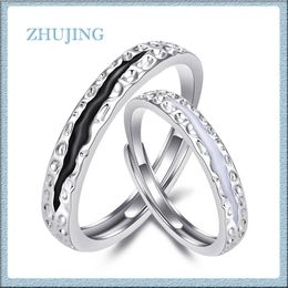 Couple Rings for Women and Men Designer Jewelry Silver Enamel Ring Wedding Engagement Gift