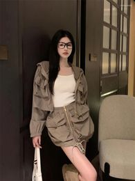 Casual Dresses QW Overall Suit All-Match Sweet Cool Long-Sleeved Skirt Outfit Dress