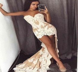 Sexy Sweetheart High Low Prom Dresses Lace Appliques Evening Party Gown Customise Long Special Occasion Dress37153253083042