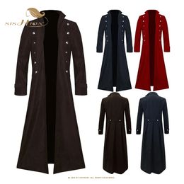 SISHION Long Medieval Renaissance Costume Gentlema Coats VD3537 Gothic Steampunk Trench Vintage Frock Outfit Coat for Men S-5XL 240329