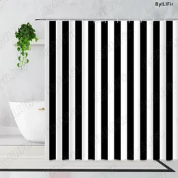 Shower Curtains Black And White Line Creative Solid Color Red Blue Geometric Bath Curtain Modern Simple Nordic Bathroom Decor