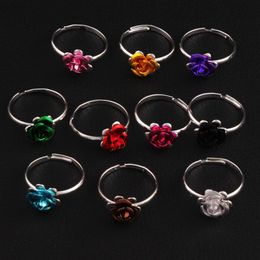 Colorful Little Flower Ring Adjustable Size 100pcs/lot Fresh Band Rings Jewelry DIY NEW R3088/98 233p