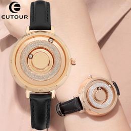 Wristwatches Eutour Women Watch Magnetic Magnet Sliver Black Rose Gold Women's Female Quartz Wristwatch Fashion Stainless Steel Watches
