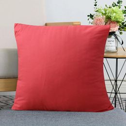 Pillow Solid Red Color Linen Case Decorative Cover For Home Living Room Bedroom Sofa Square Pillowcase