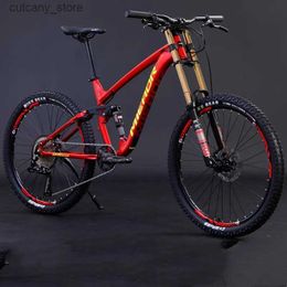 Bikes Ride-Ons 26 27.5 Inch Soft Tail Mountain Bike 11 Speed Doub Damping Downhill DH Bicyc Aluminium Alloy MTB for Adults Hydraulic Brake L240319