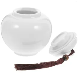 Dinnerware Sets Honey Pot Ceramic Jar Canister With Lid Multi-use Airtight For Loose Tea Coffee