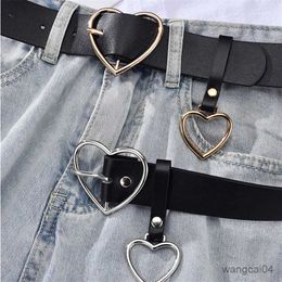 Belts Cute Leather Belt Metal Heart Shape Buckle Camel White Black Retro PU Waistband Designer Skirts Pants Strap for Women Girls