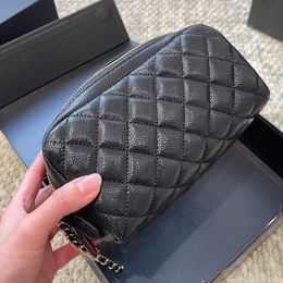 Brand Litchi Pattern Mini Clutch Bags Handbags France Classic Quilted Double Zipper Women Cosmetic 24c Bag Luxury Designer Genuine Leather Ladies Wash