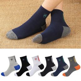 Men's Socks 5 Pairs High Quality Cotton Breathable Casual Sports Cycling Solid Color Black 2024 Spring Male Middle Tube Sock