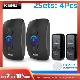 Doorbells KERUI wireless doorbell waterproof outdoor smart home doorbell welcome melody ringtone kit LED flash 2 receiver and 2 buttonsY240320