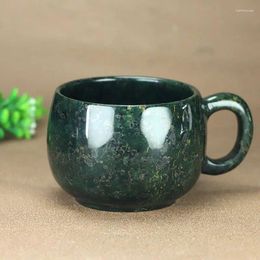 Tea Cups Green Jade Teacup Mug Chinese King Stone Health Cup Natural Magnetic Stones Coffee Mugs Water Glass Gongfu Teaware