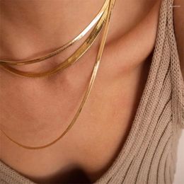 Chains Stainless Steel Gold Color Snake Chain Necklace For Women Statement Choker Diameter Blade 4mm/5mm Neck Wholesale