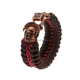 Bangle Bracelets Charm Mens Paracord Bracelet Fashion Helmet Shape Braided Hiking Cam Outdoor Survival Parachute Drop Delivery Jewellery Dhifa