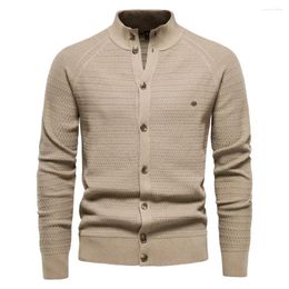 Carpets High Quality Button Mock Neck Sweater For Male Winter Fashion Designer Cardigans Men Knitted Men's Cardigan Cotton Clothing