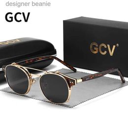 Sunglasses GCV Double layer detachable lens sunglasses blue light glasses acetate Gothic retro steampunk Polarised mens and womens sunglassesC24320
