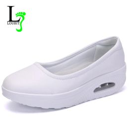 Flats Women Nurse Flats Shoes Casual PU Leather Slip On Moccains Ladies Round Toe White Loafers Flat Women Sneakers Autumn Size 3542