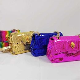 Stylish Shoulder Bags Snakeskin Bright Designer Handbags Colour Handbag Eagle Head Hardware Tote Bag 240311