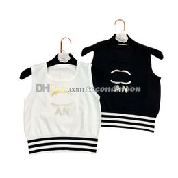 Knitted Tanks Top Women Letters Embroidered Vest U Neck Sport Tee Quick Drying T Shirts