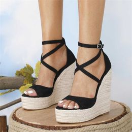 Top Spring Summer sandles heels Open Toe Hemp Bottom 16cm Thick Ultra High Heel Women's Sandals Versatile Trendy Shoes 240228