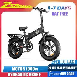 Bikes Ride-Ons ZPW A1 20 inch Ebike 1000W 48V 20AH Off-road Adult Ectric Bike Folding Mountain Snow Fat Tyre Ectric Bicyc L240319