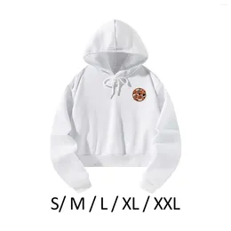 Women's Hoodies Women Crop Hoodie Stylish Soft Fall Winter Activewear Casual Outfits Drawstring Pullover For Work Travel Workout White