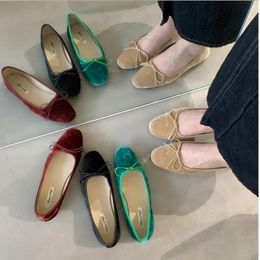 New Women Flats Spring Summer Ballet Shoes Women Slip on Loafers Round Toe Shallow Bowtie Ballerina Soft Moccasin