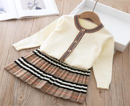 2021 Autumn New Arrival Girls Fashion Knitted 2 Pieces Sets Sweater Coat skirt Girl Boutique Outfits Baby Girl Winter Clothes Y0428846667