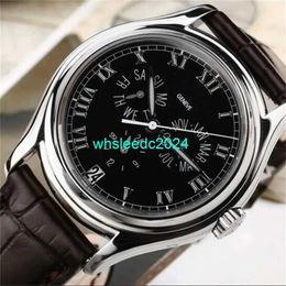 Pateksphilipes Watches Complex Function Timepiece Series 37mm Diameter Automatic Mechanical Men's Watch 5035G 18K White Gold Black Face HB41