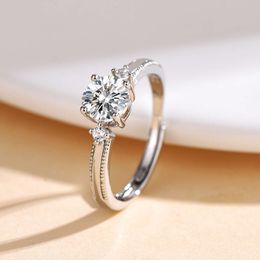 Gothic Style Round Zircon Women's Silver Plated Couple Ring