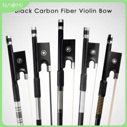 Guitar NAOMI 4/4 Full Size Black Carbon Fibre Violin Bow White/Black Mongolia Horse Hair Round Stick Paris Eye Ebony Forg Fast Response