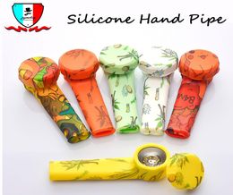 Silicone hand pipe with replaceable metal bowl mixed Colour smoking hookah peculiar dry herb food grade silicon bong1062988