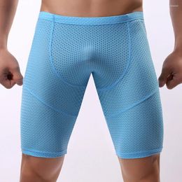 Underpants Summer Long Leg Boxers Men Gym Fitness Boxer Shorts Underwear Calzoncillos Hombre Breathable Mesh Boxershorts Panties Underpant